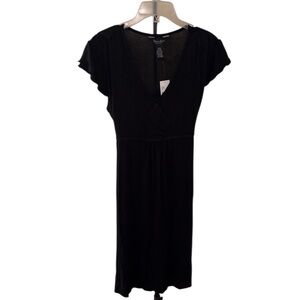 Stephaine Roger’s Black Flutter Sleeve V-Neck Dress